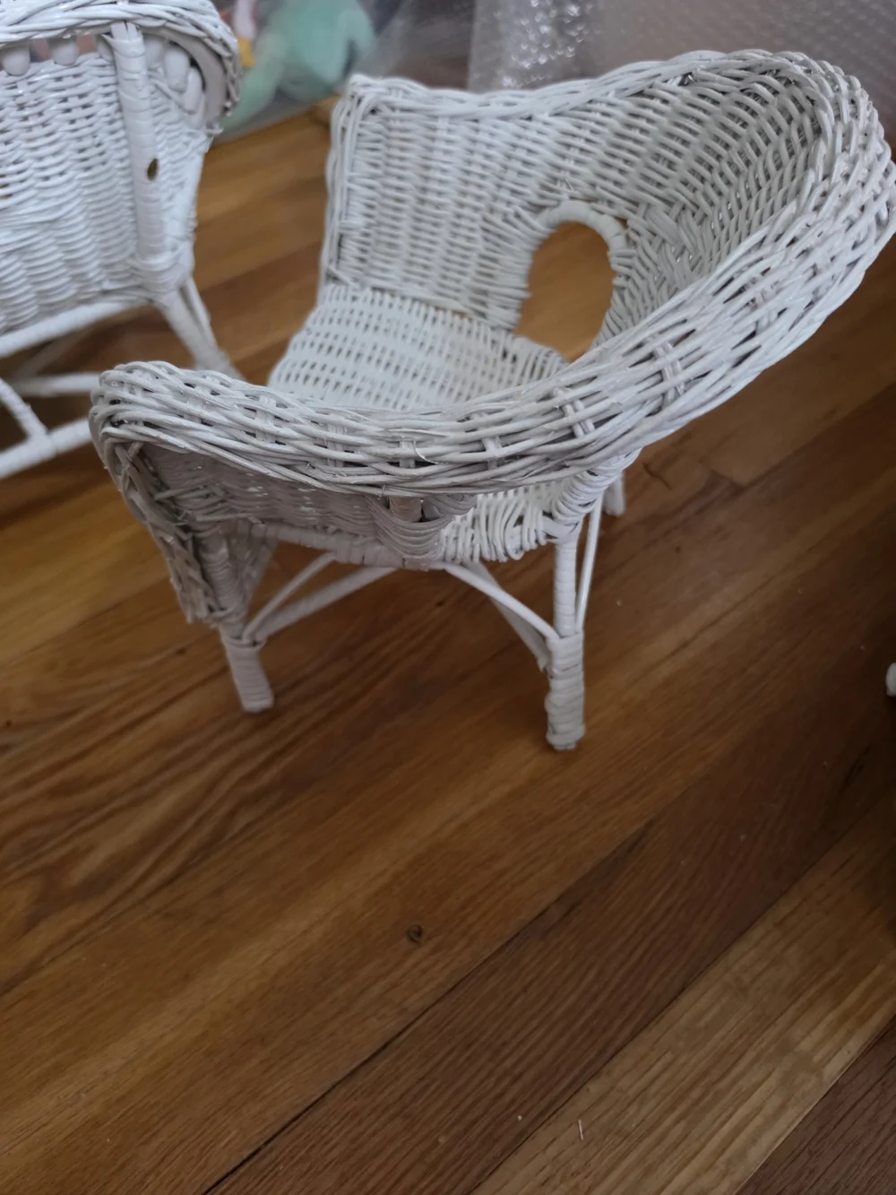 18' Doll Furniture White Wicker Accent Chair, Loveseat, Ricker Set